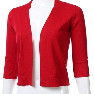 Women's 3/4 Sleeve Open Front Cropped Cardigan